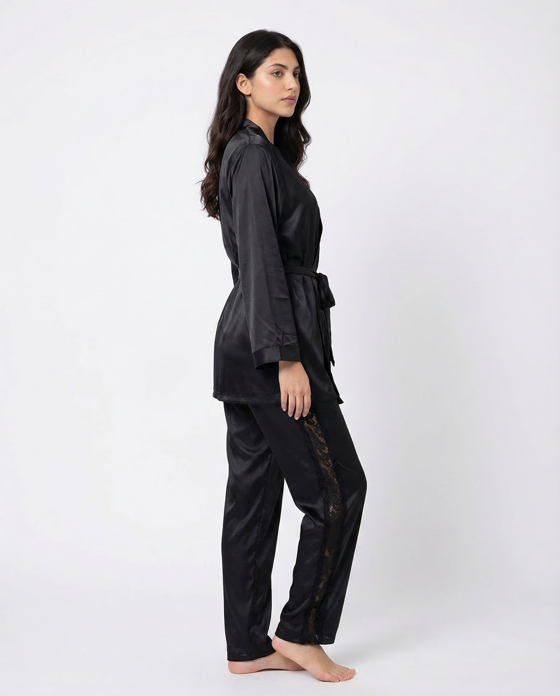 Silk PJ Set - Silk Lounge - Black