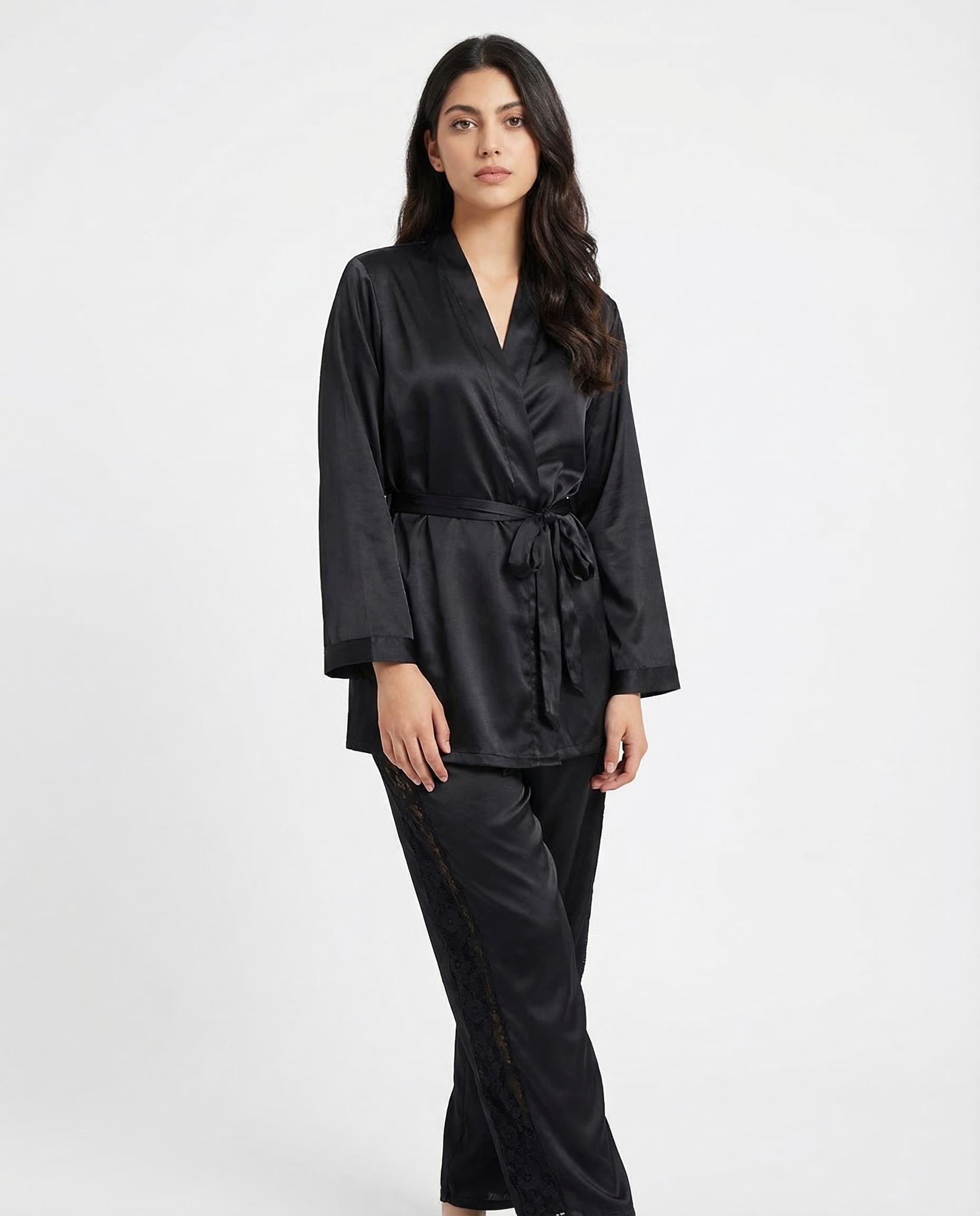 Silk PJ Set - Silk Lounge - Black