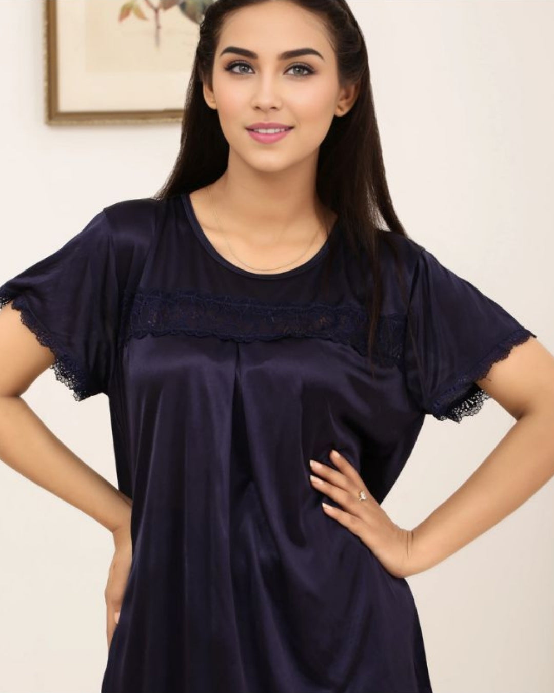 Silk PJ Set - Cenra - Dark Blue