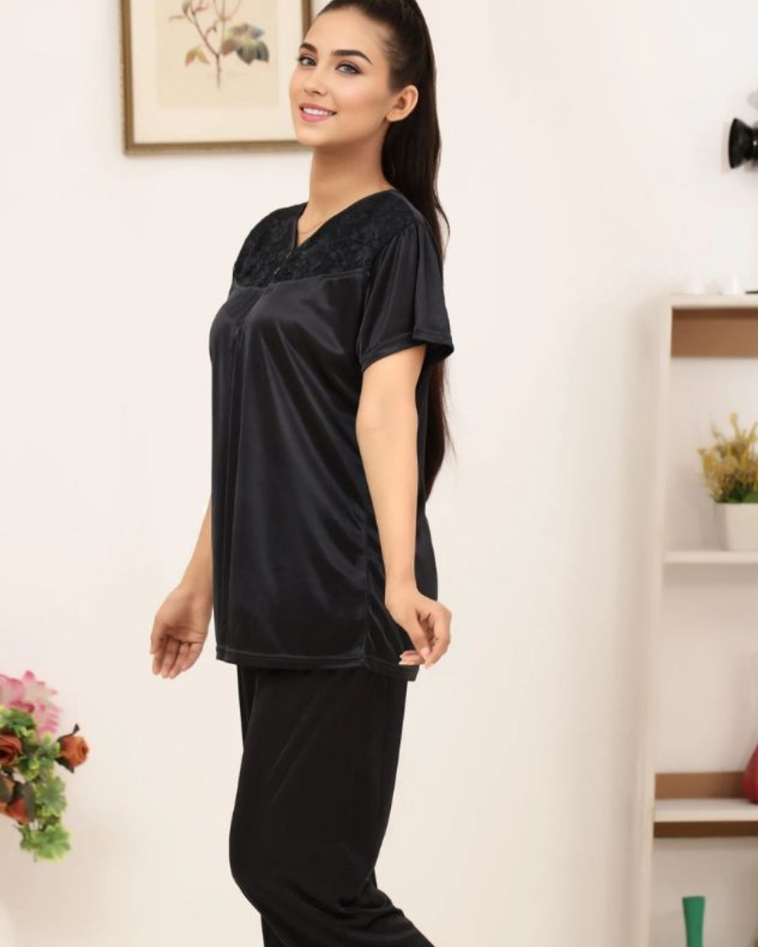 Silk PJ Set - Miren - Black
