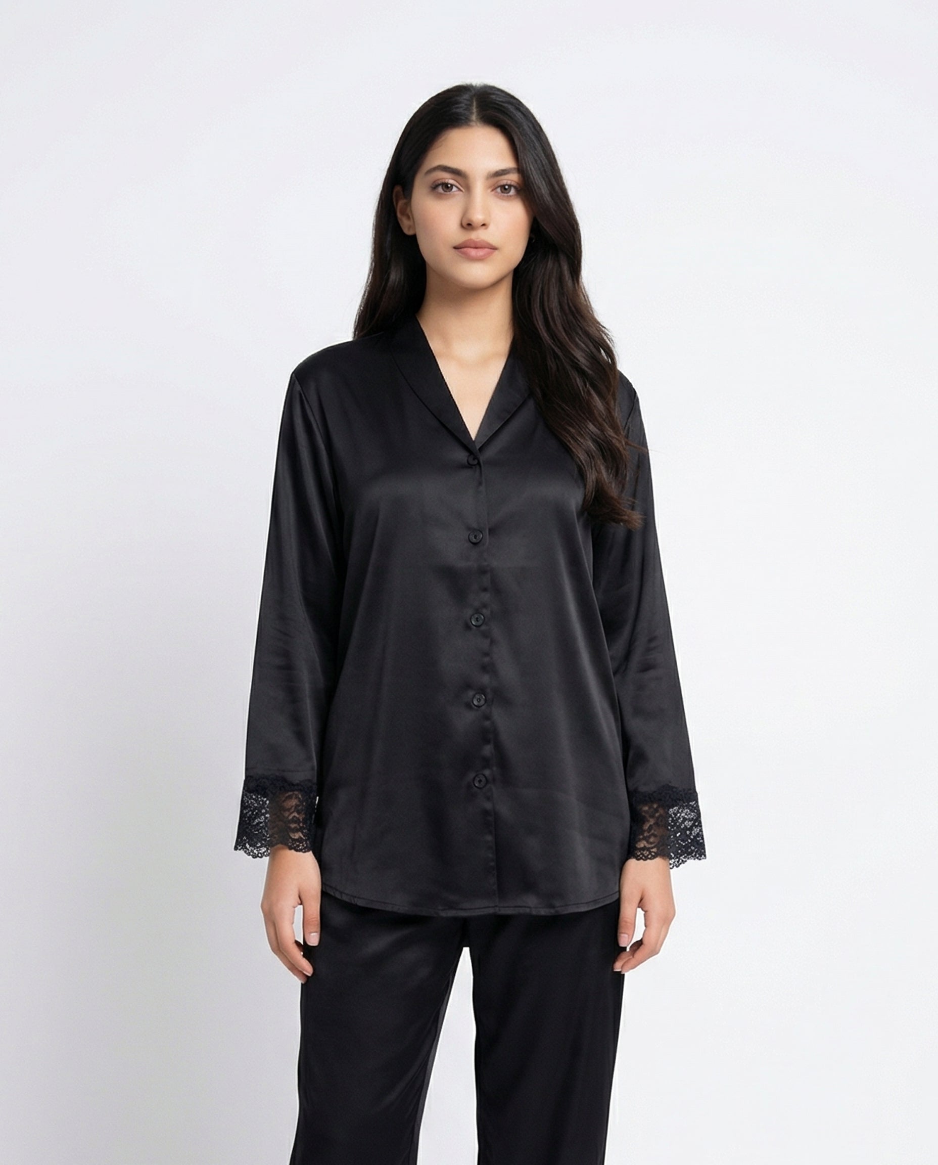 Silk PJ Set - Silky Charm - Black