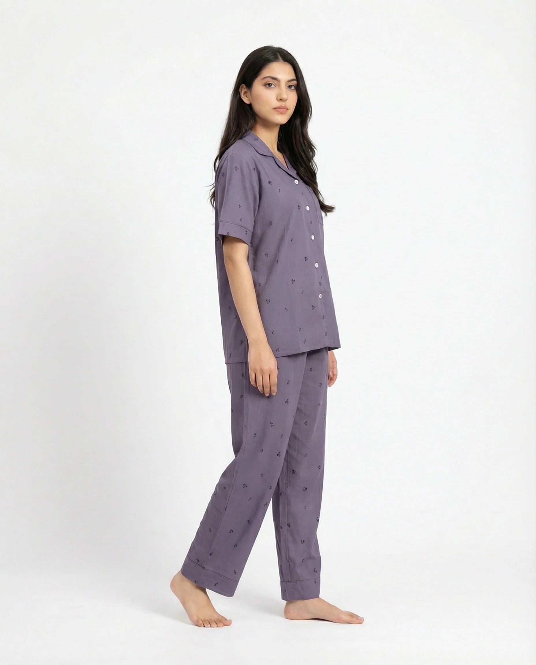 Linen Pajama Suit - Tulip Slumber - Purple
