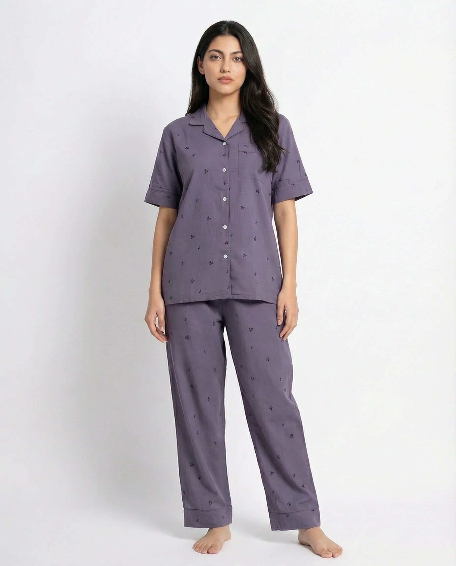 Linen Pajama Suit - Tulip Slumber - Purple