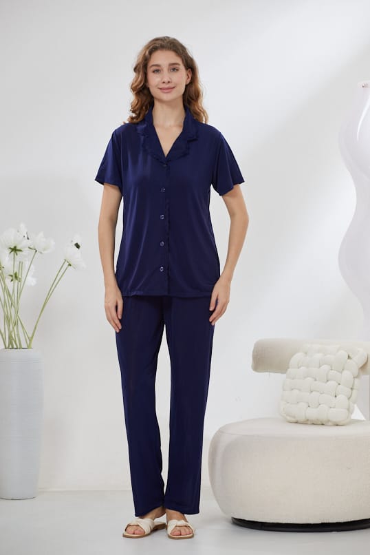 4-Piece Pure Silk Nightwear Set - Rosvian Blue
