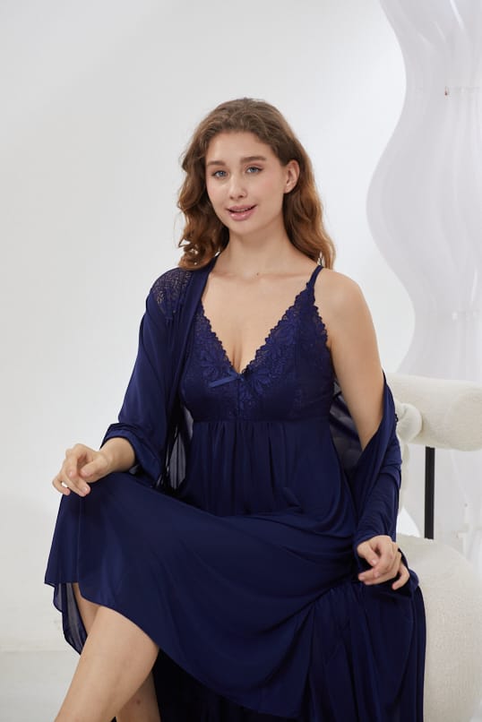 4-Piece Pure Silk Nightwear Set - Rosvian Blue