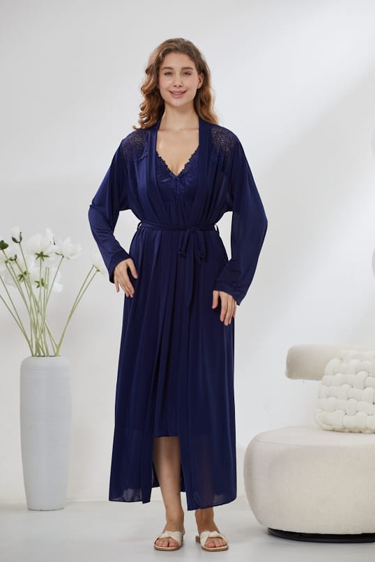 4-Piece Pure Silk Nightwear Set - Rosvian Blue