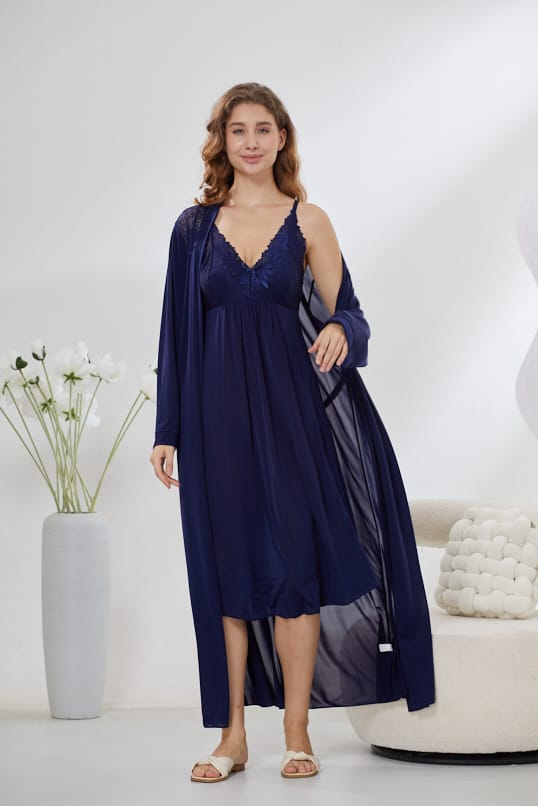 4-Piece Pure Silk Nightwear Set - Rosvian Blue