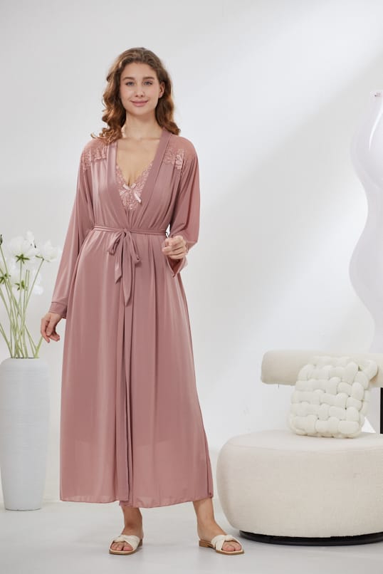4-Piece Pure Silk Nightwear Set - Rosvian Pink