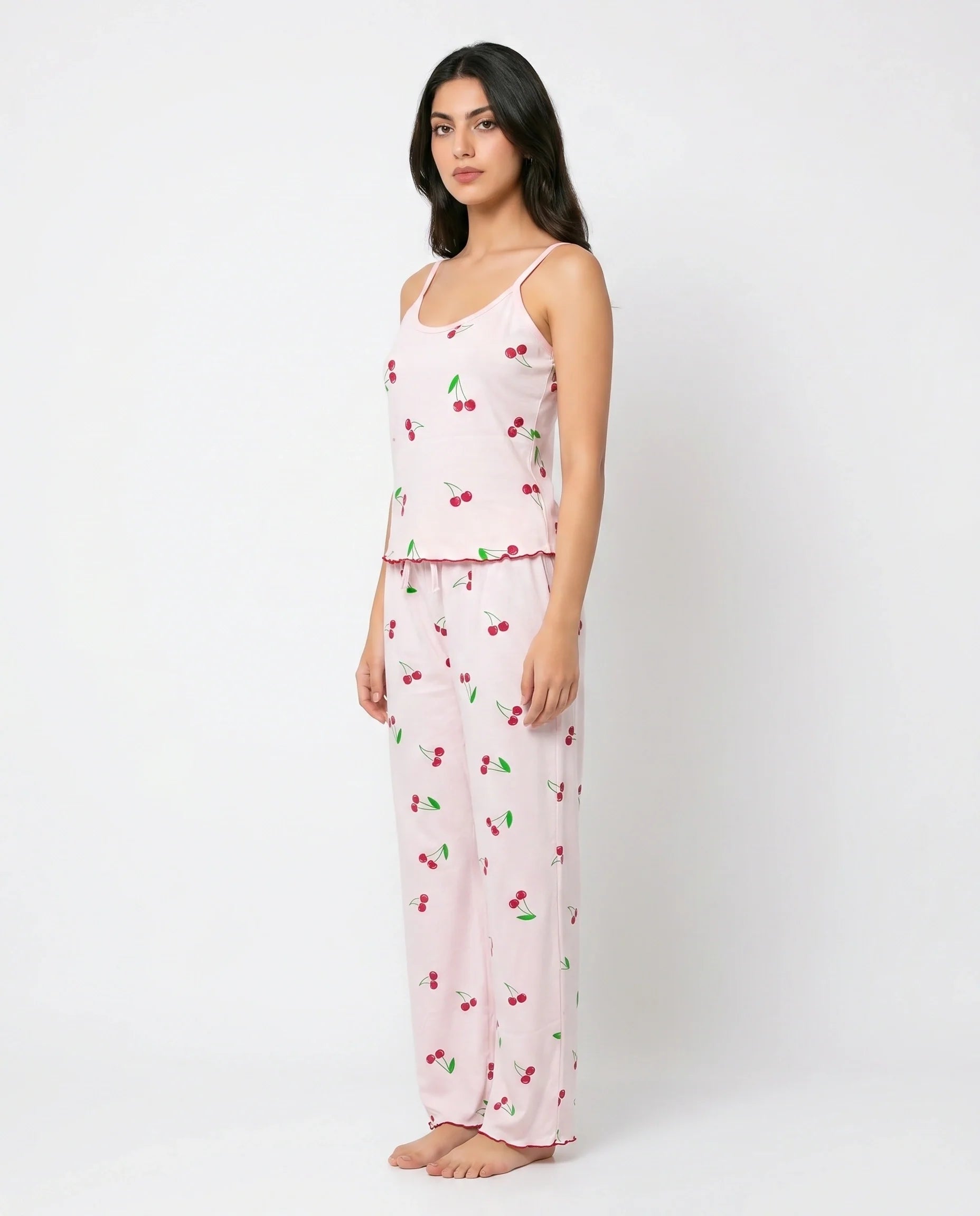 Cotton Sleeveless PJ Set - Cherry Bliss - Pink