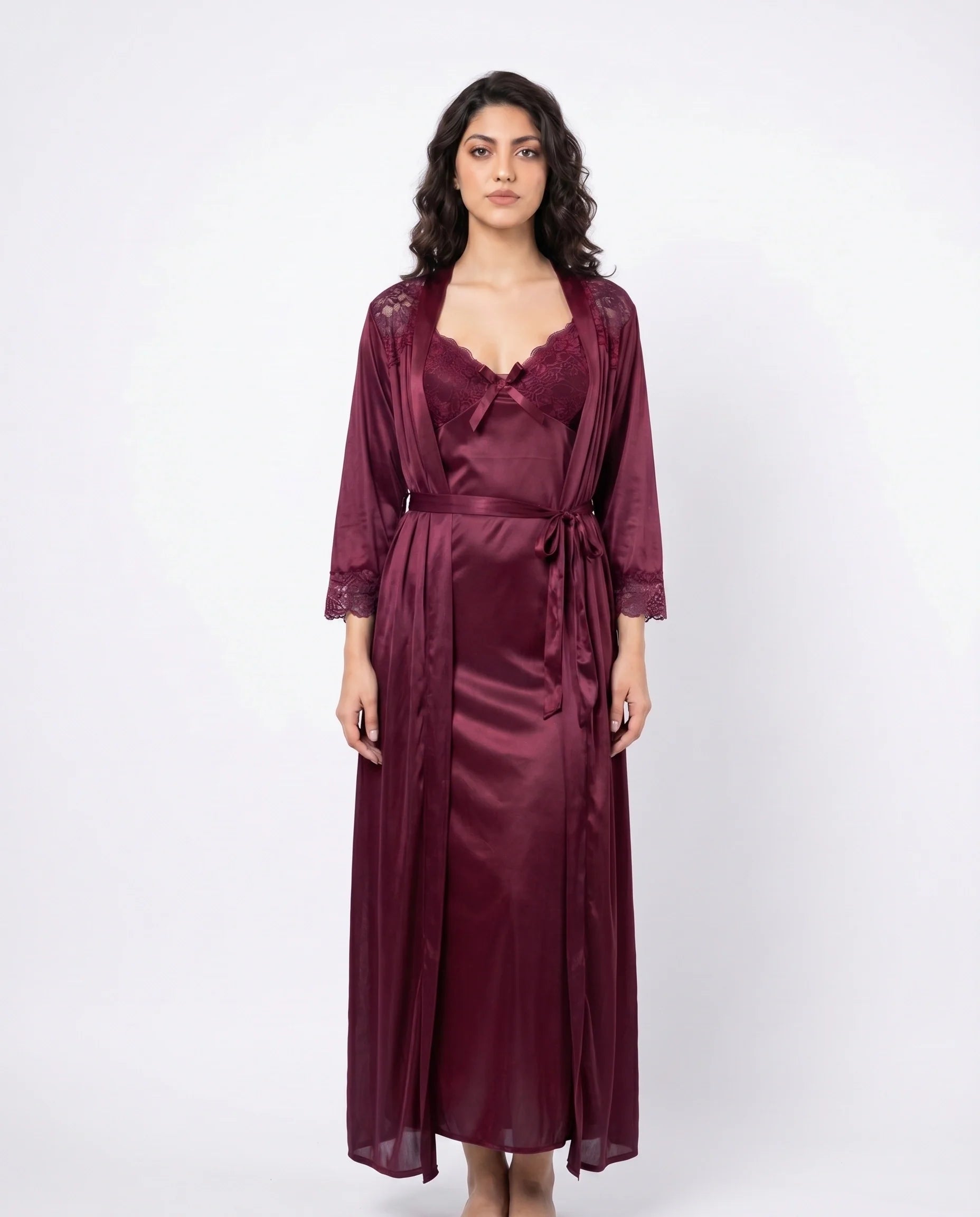 Gown Set - Zavira - Maroon