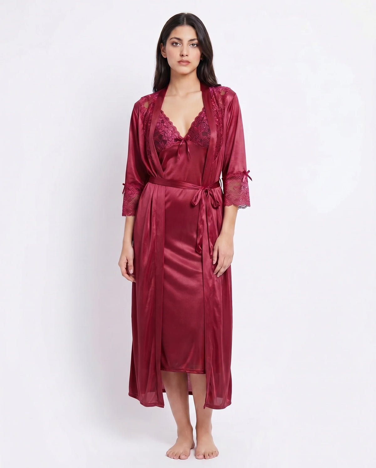 Gown Set - Orvella - Maroon