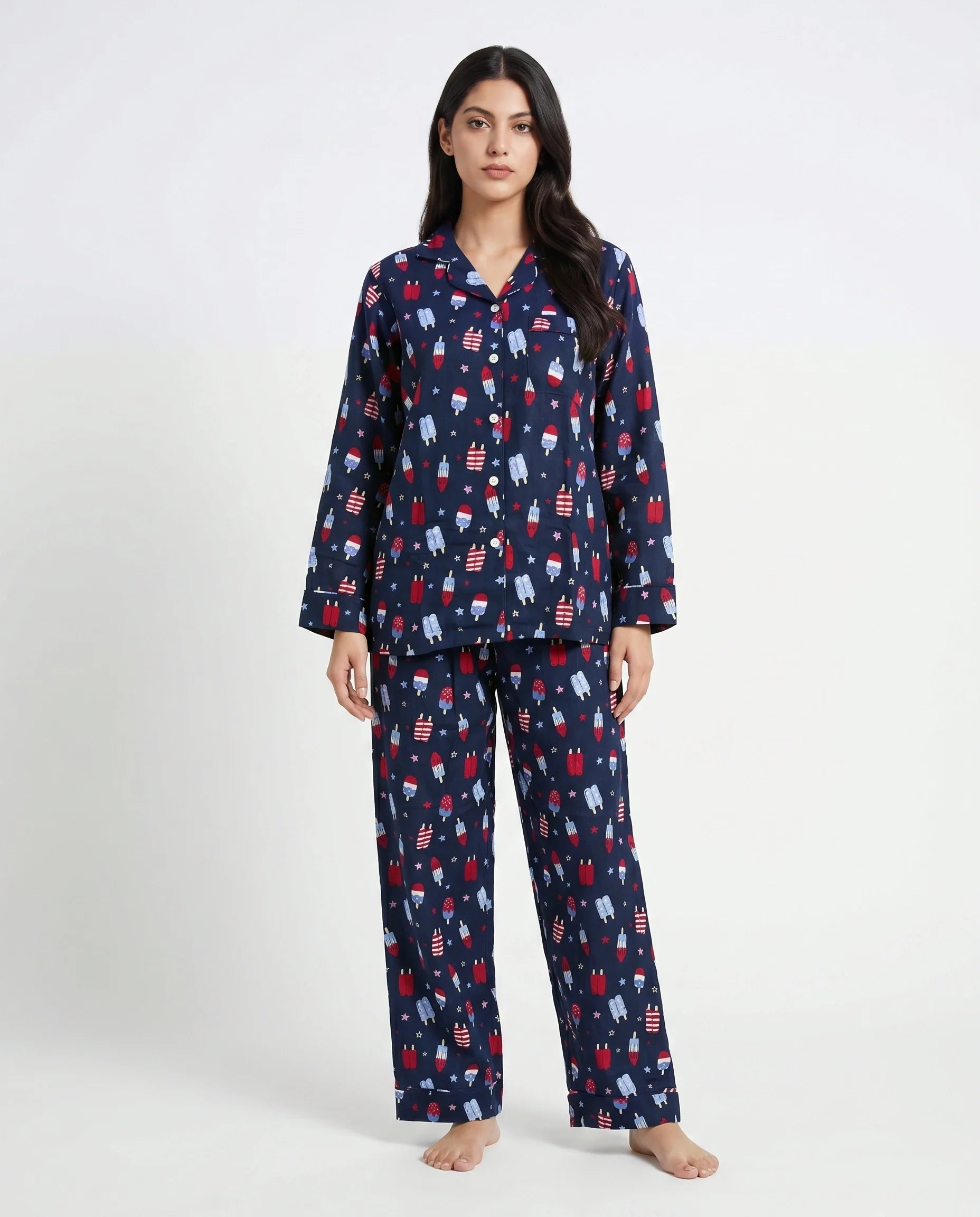 Linen Pajama Suit - Popsicle - Blue