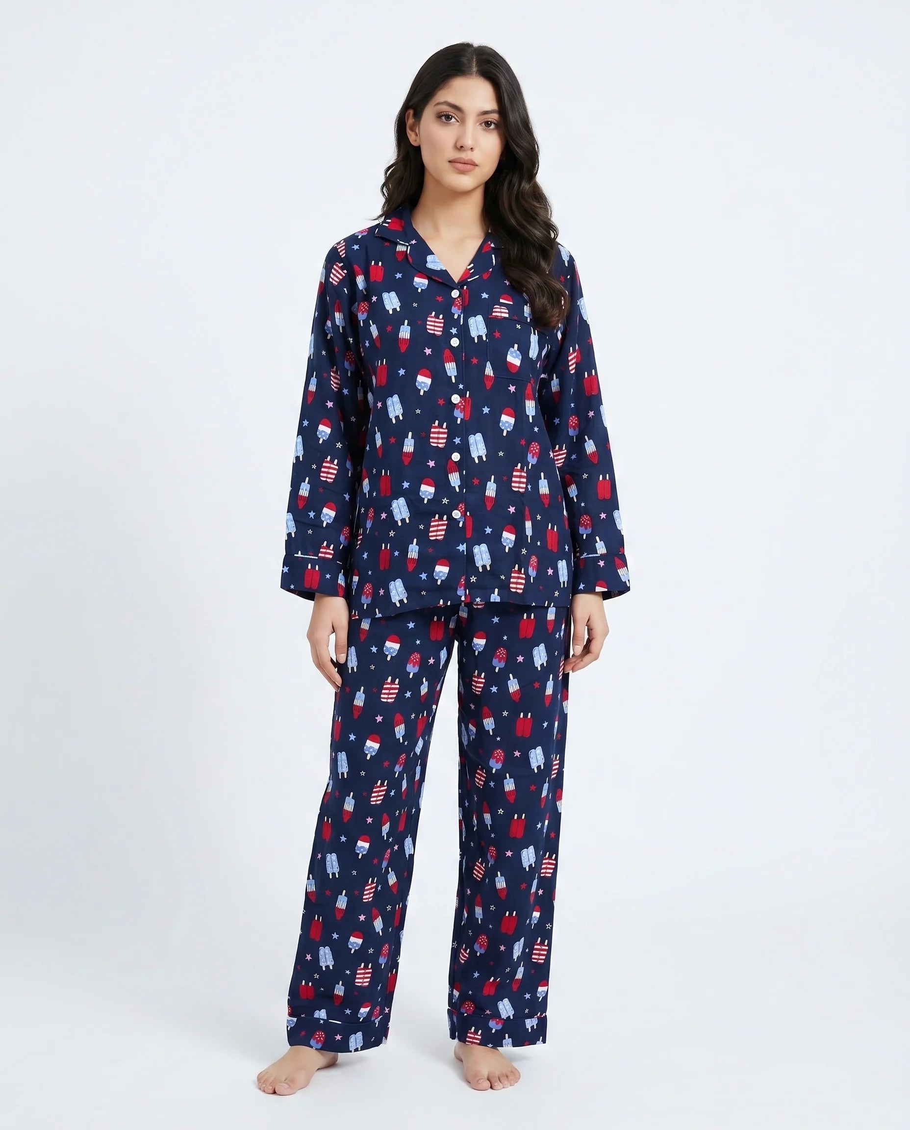 Linen Pajama Suit - Popsicle - Blue