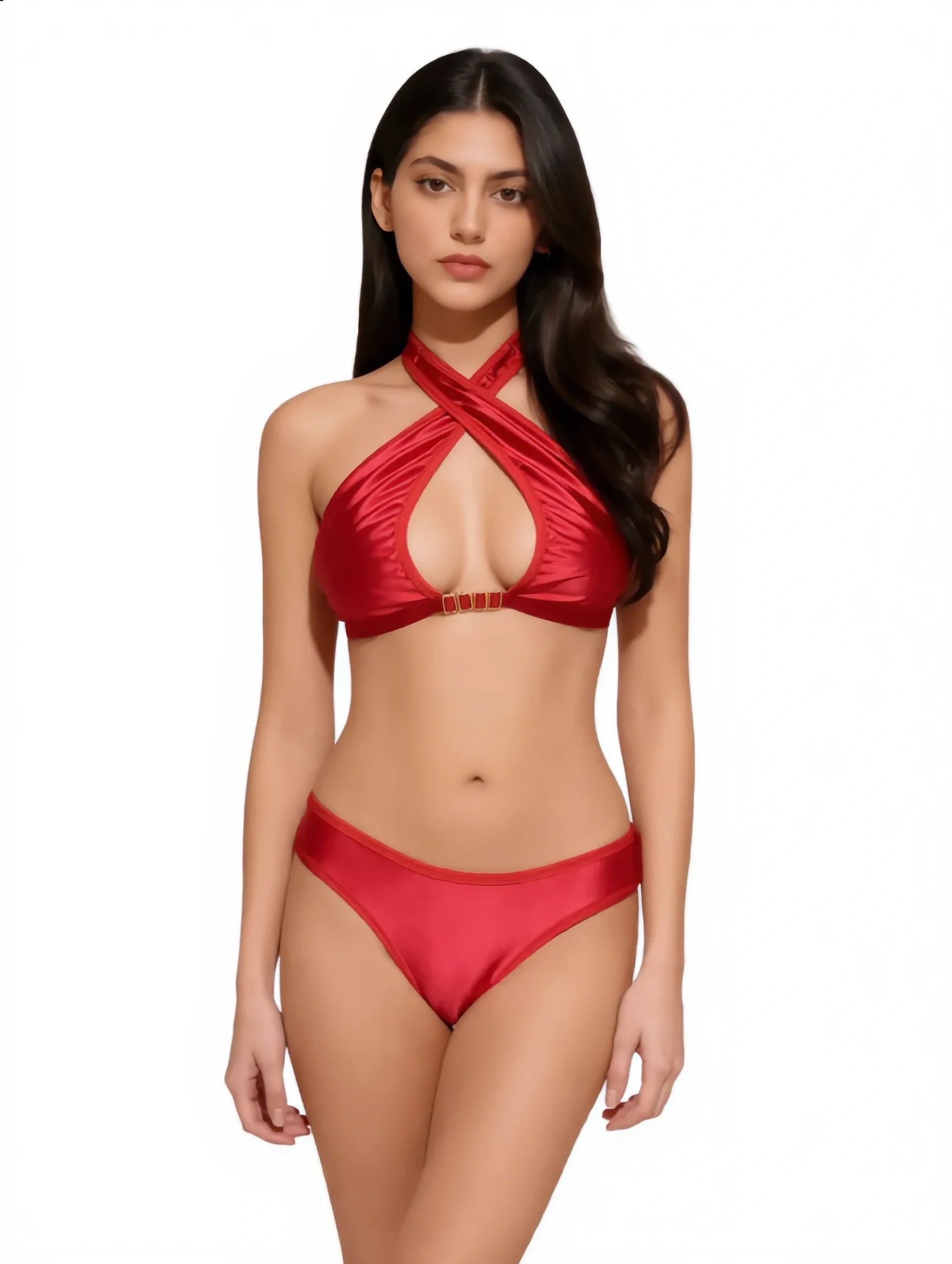 Padded Bra Set - Elvora - Red