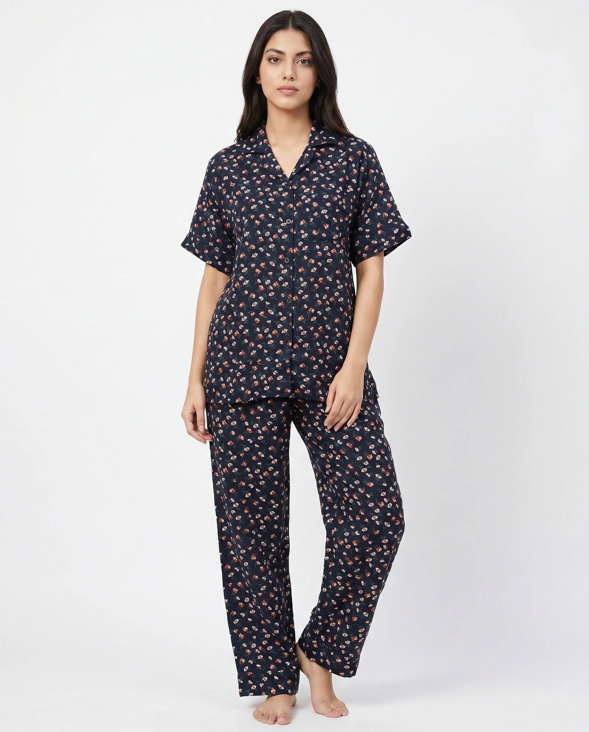 Linen Pajama Suit - Florine - Black