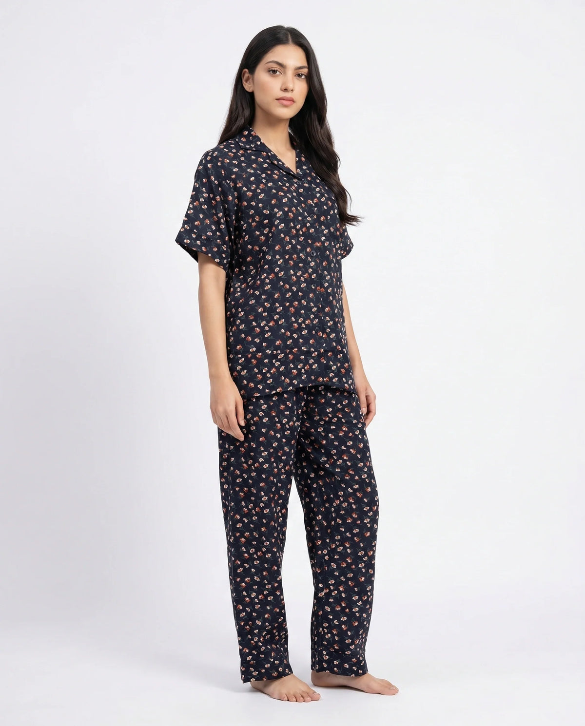 Linen Pajama Suit - Florine - Black