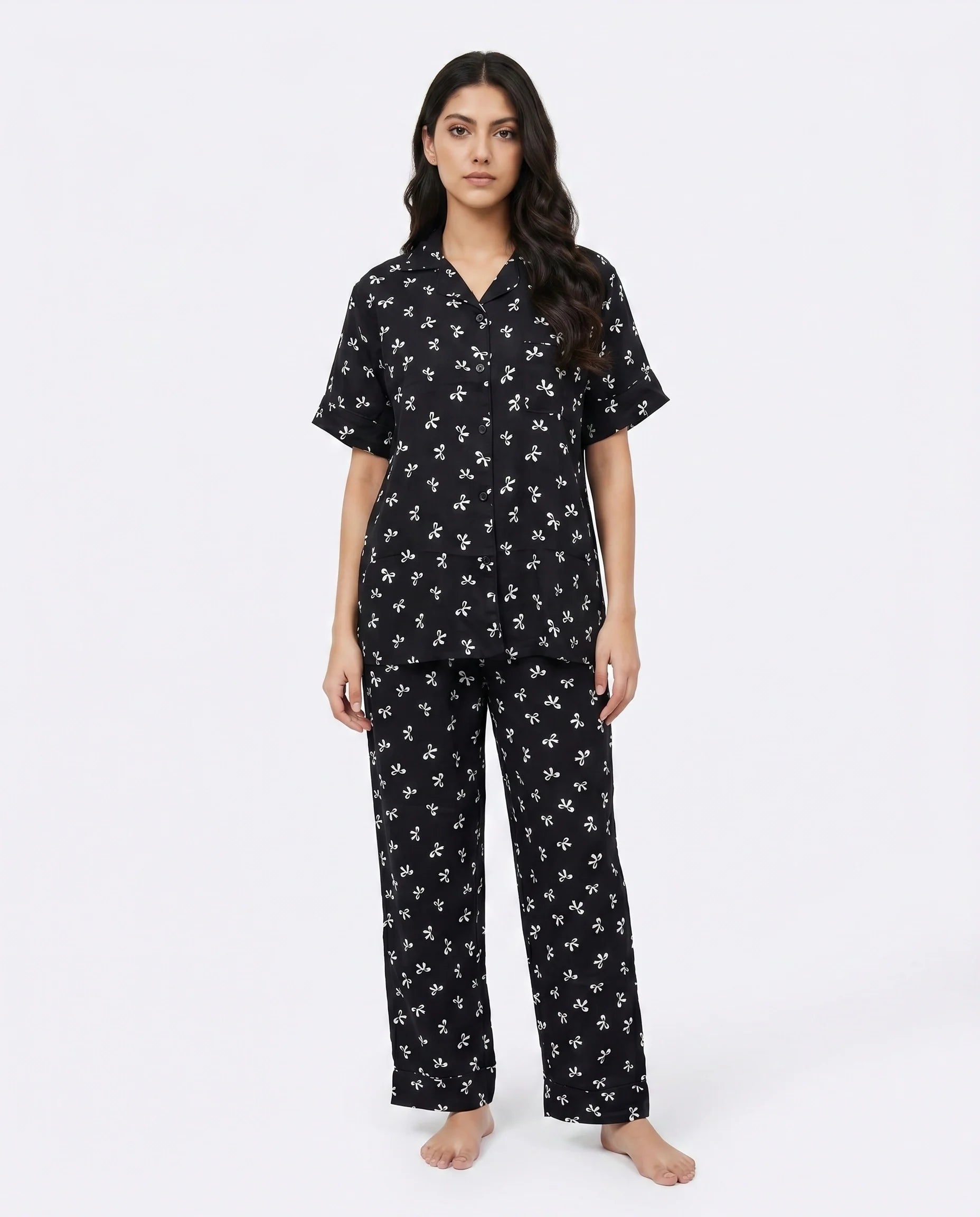 Linen Pajama Suit - Bowelle - Black