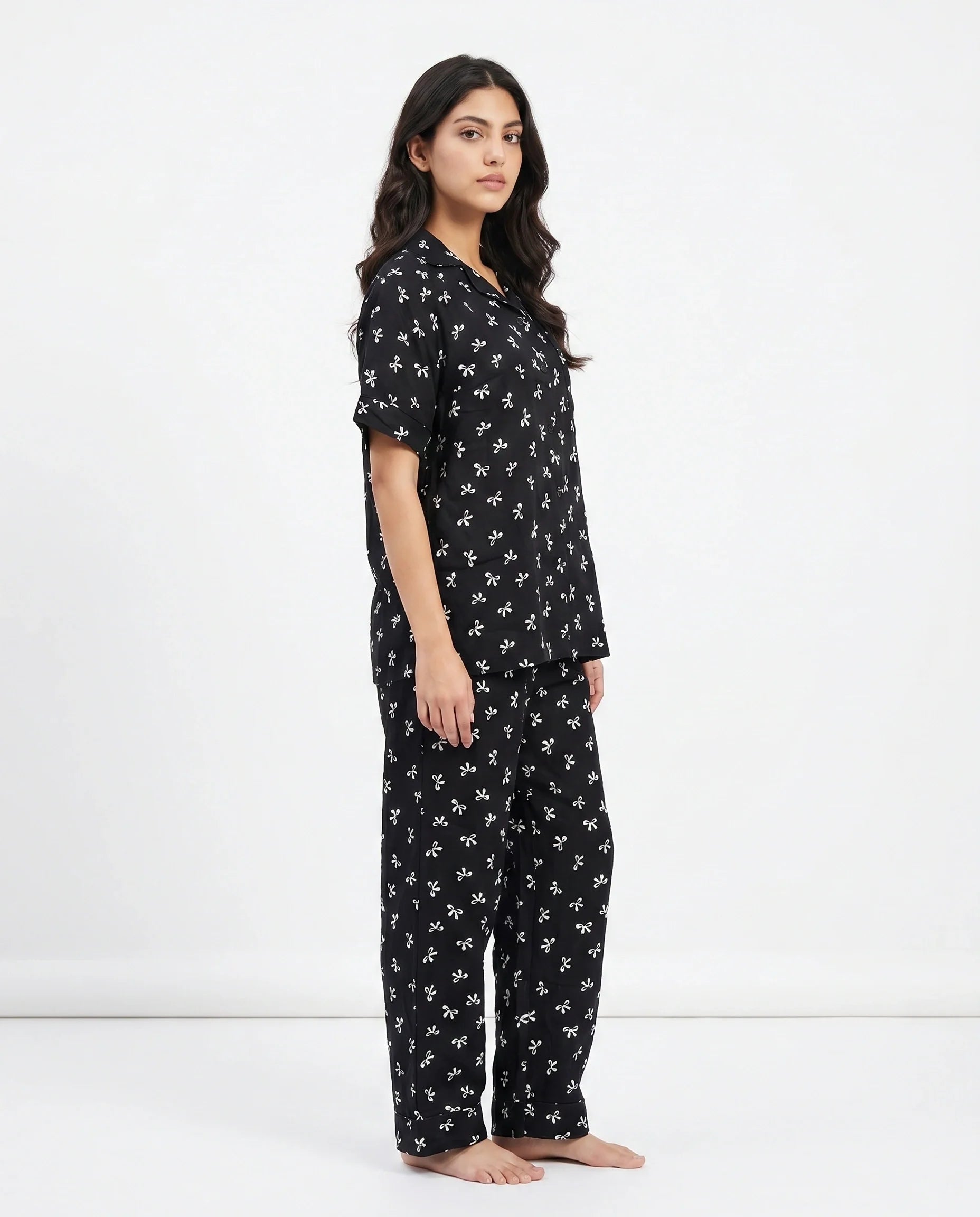 Linen Pajama Suit - Bowelle - Black