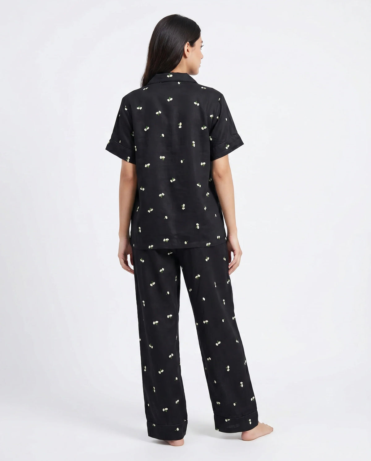 Linen Pajama Suit - Moonlight Bloom
