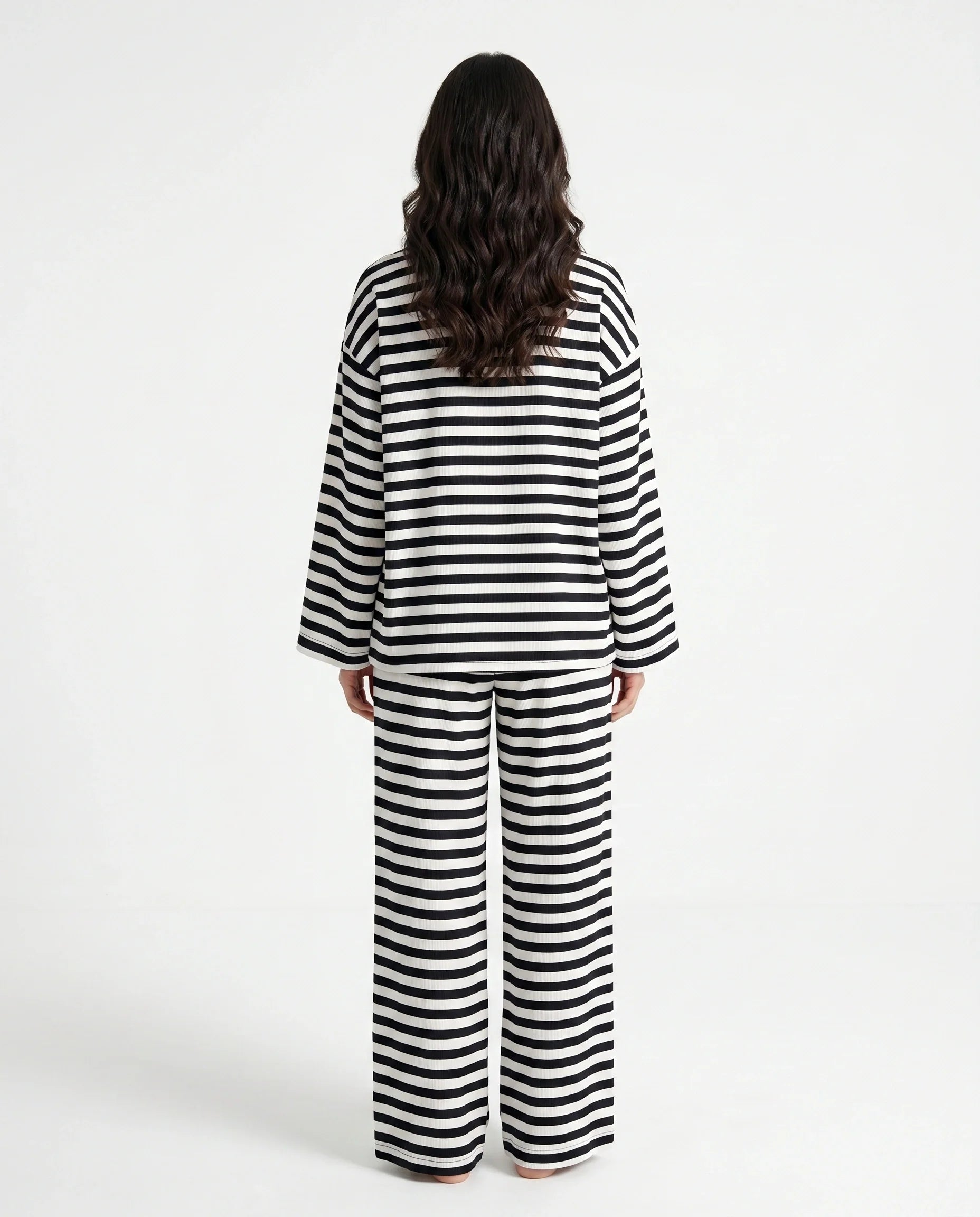 Summer Loungewear Set - Monroe Stripe - Black