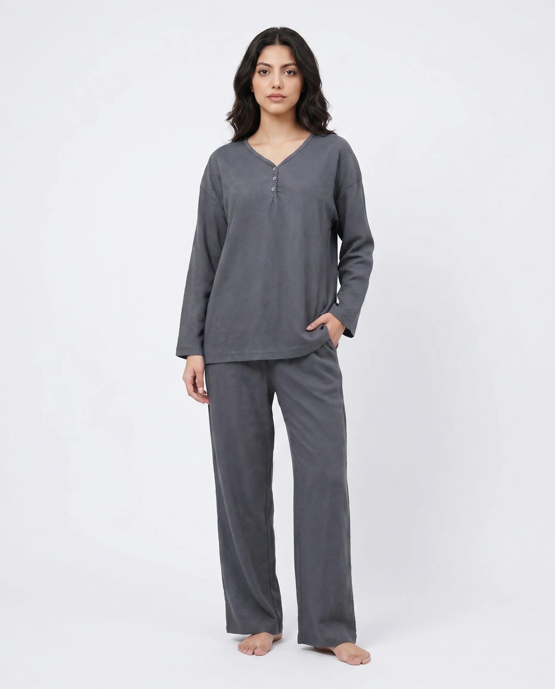 Summer Loungewear Set - Serano Rib - Grey