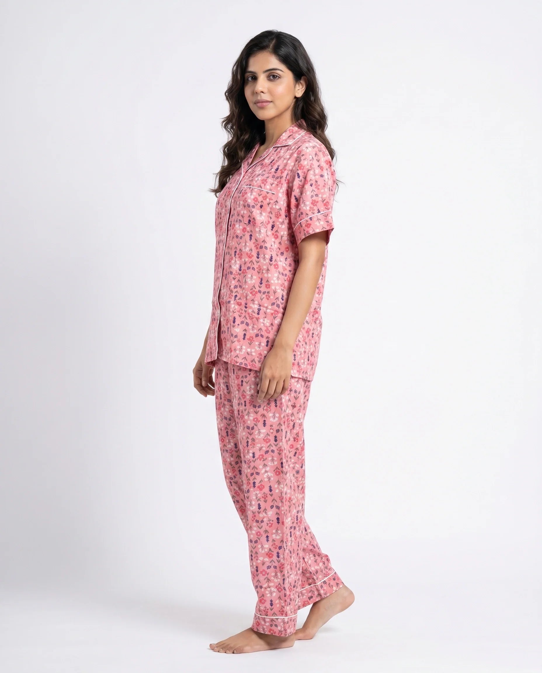 Linen Pajama Suit - Rosy Meadow