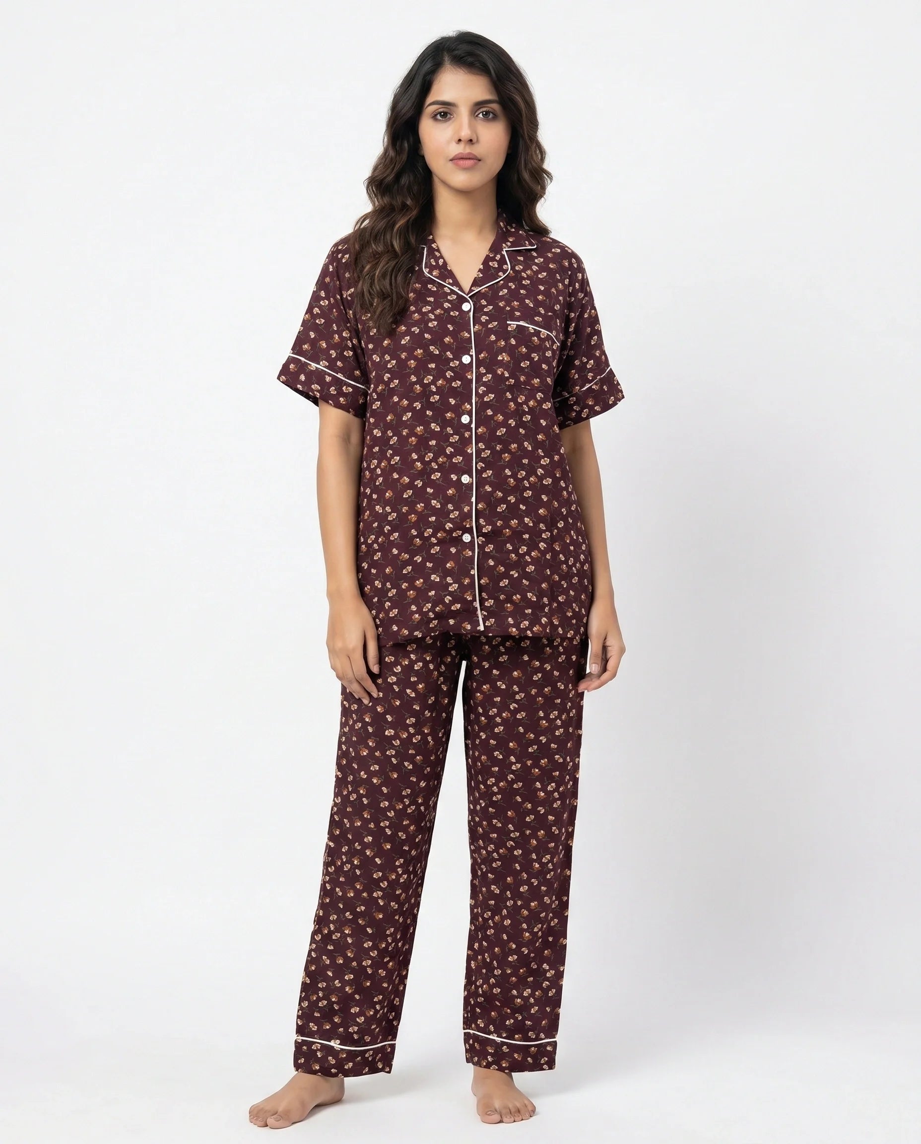 Linen Pajama Suit - Amber Noir
