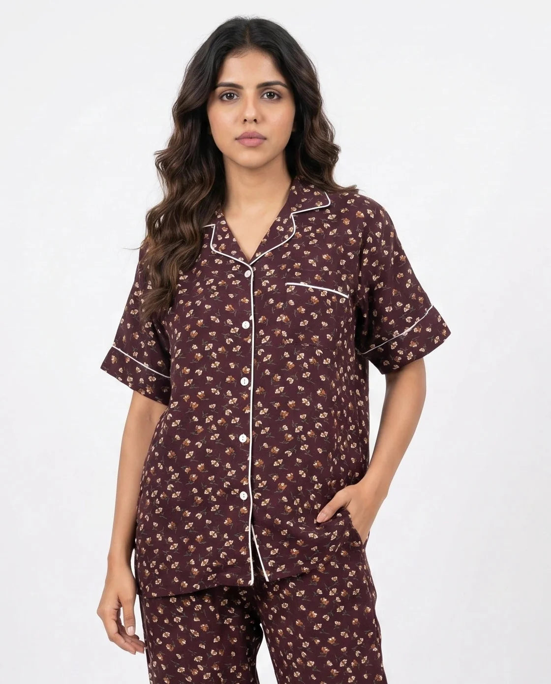 Linen Pajama Suit - Amber Noir