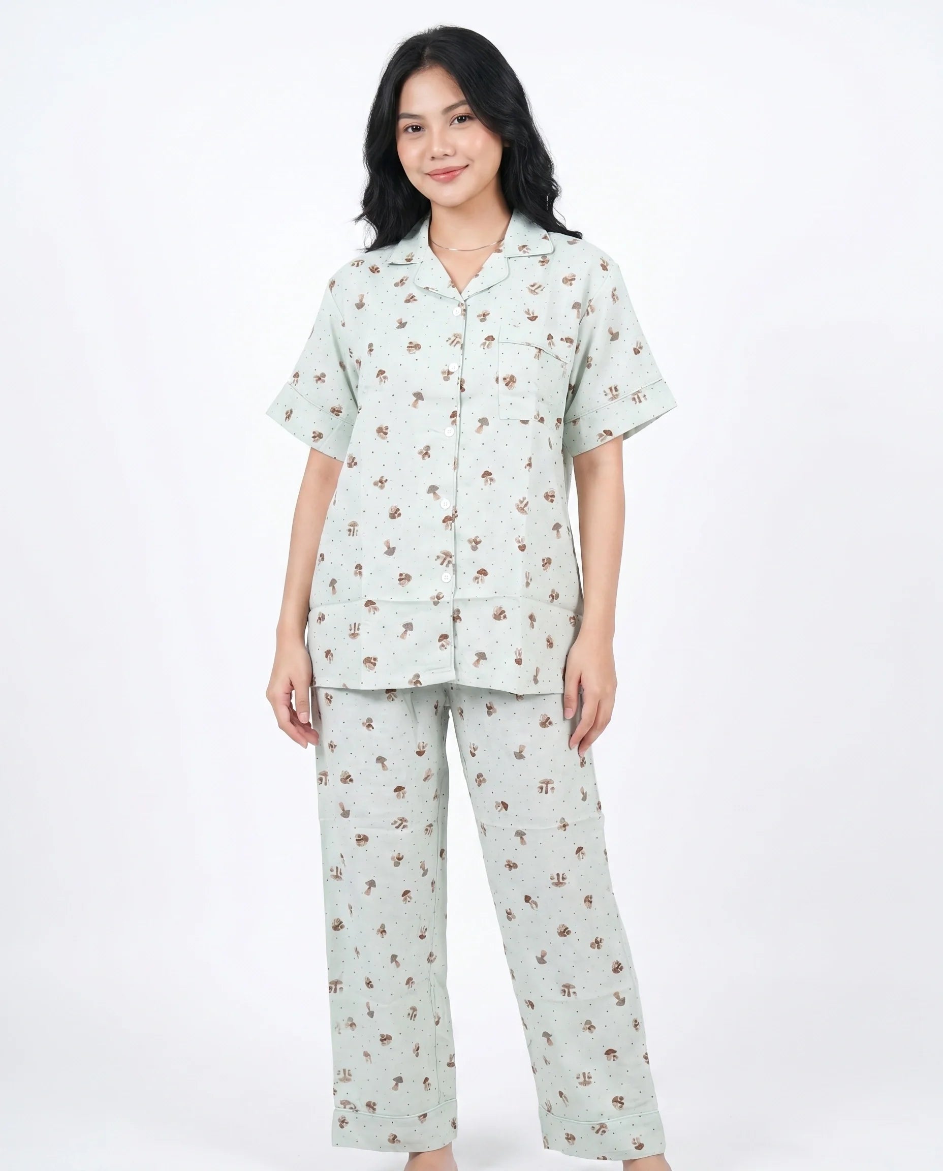 Linen Pajama Suit - Mossy Charm