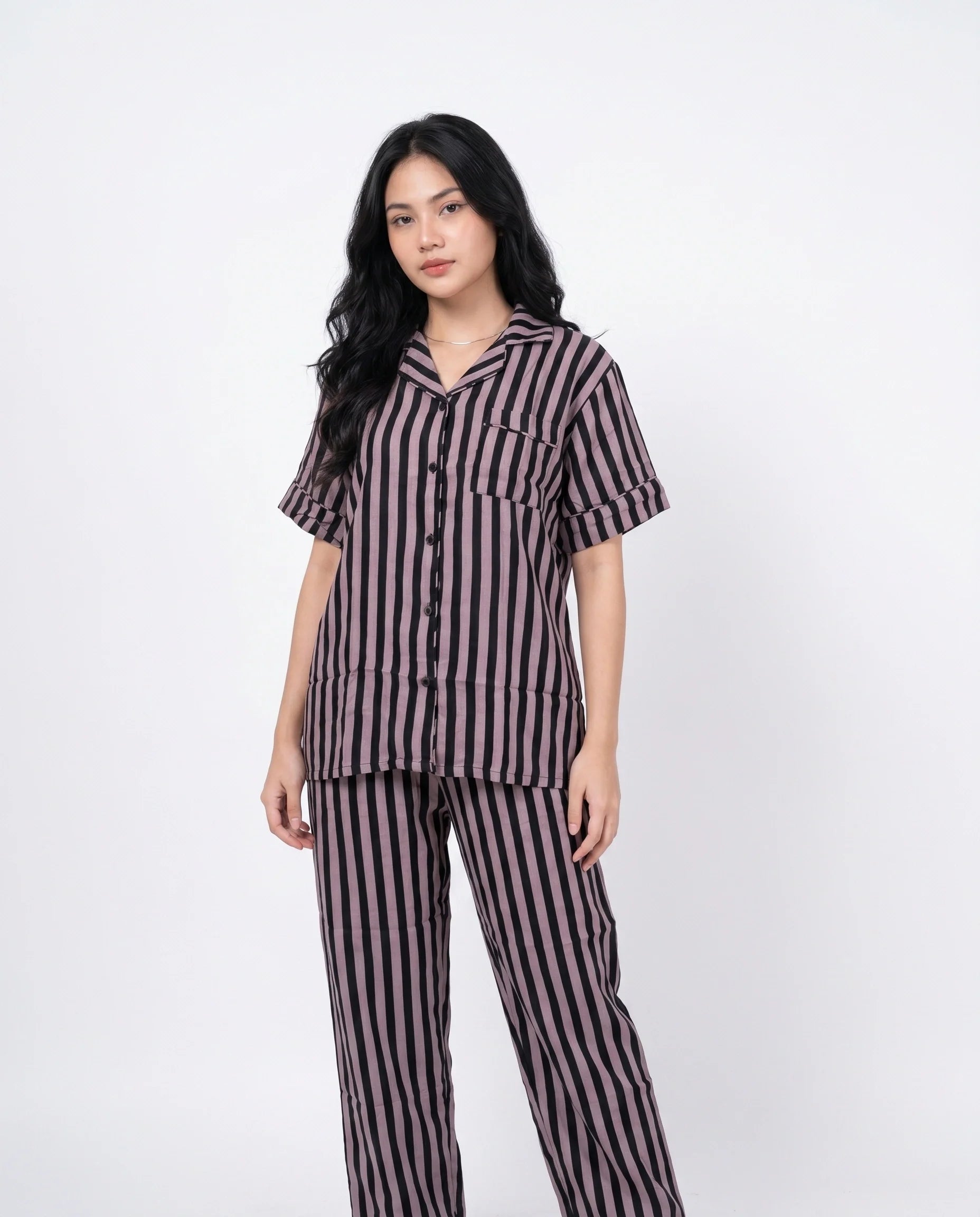 Linen Pajama Suit - Velour Stripe