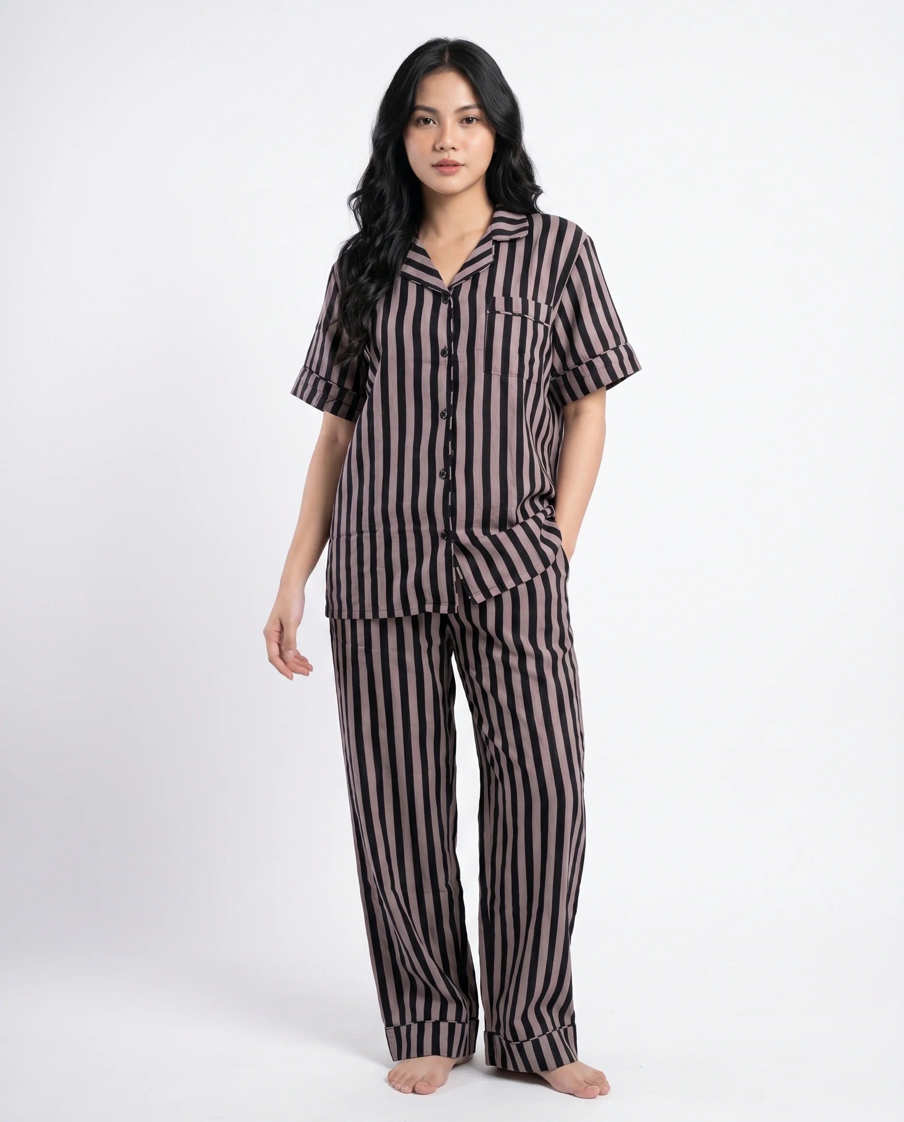 Linen Pajama Suit - Velour Stripe