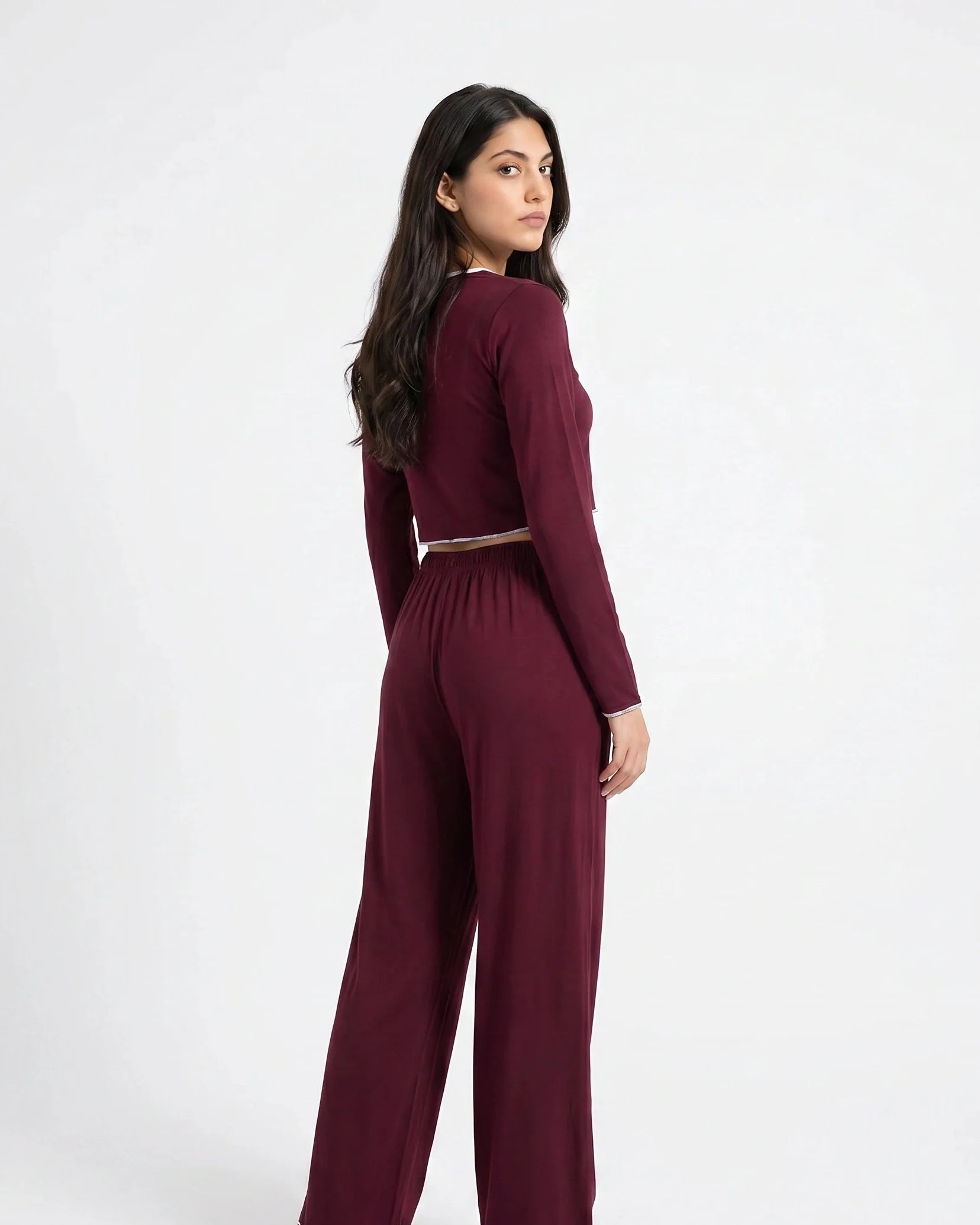 Cotton PJ Set - Velour - Maroon