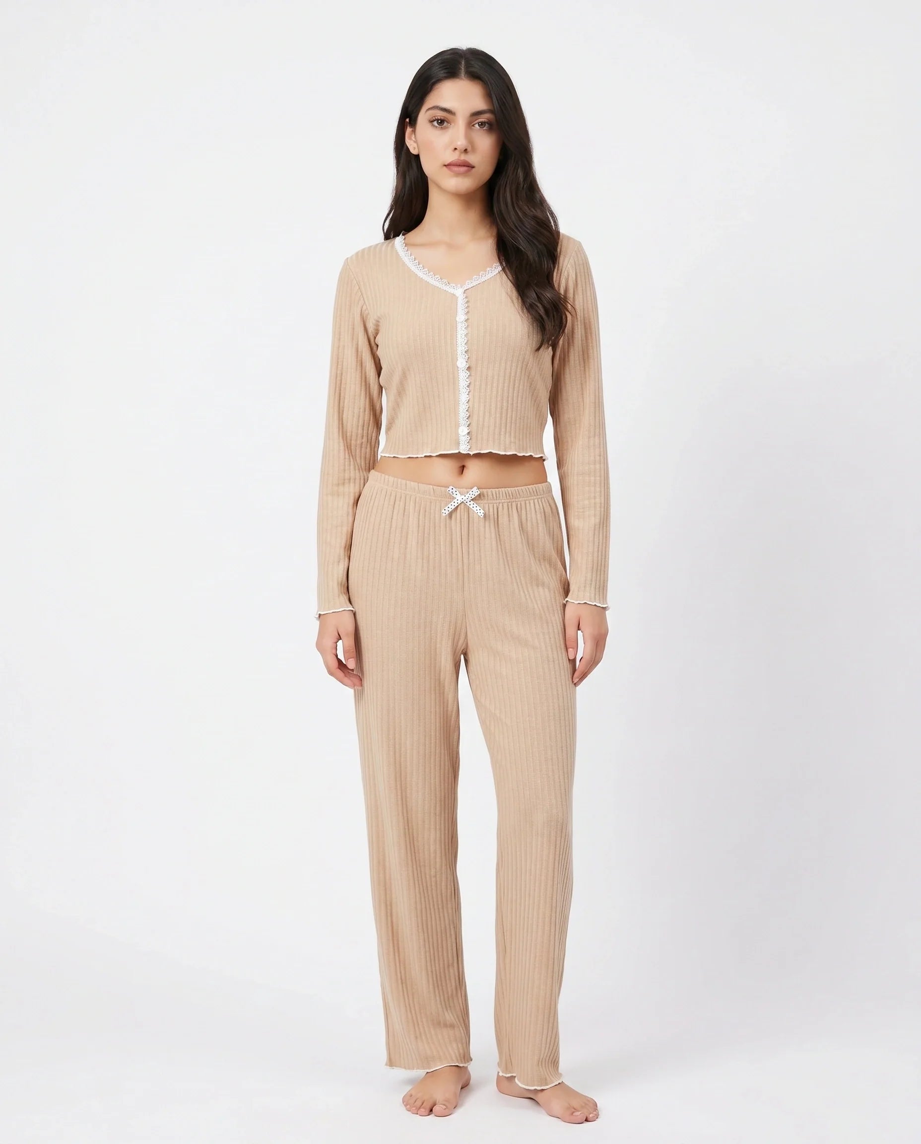 Cotton PJ Set - Midnight Comfort - Beige