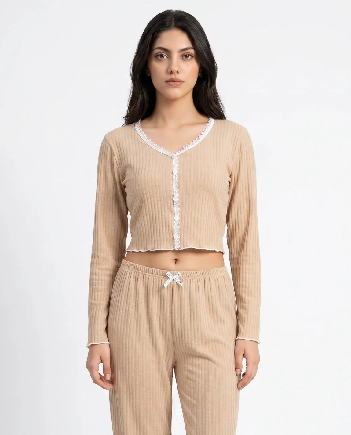 Cotton PJ Set - Midnight Comfort - Beige