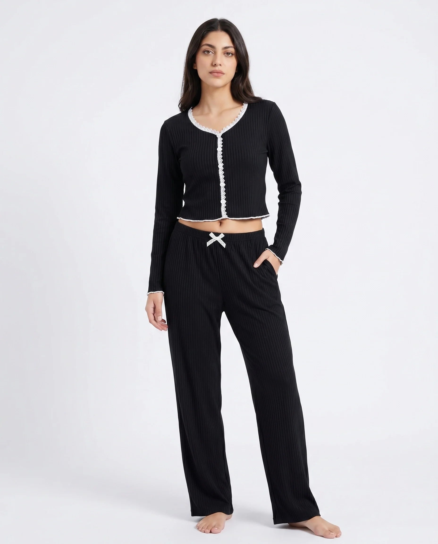 Cotton PJ Set - Midnight Comfort - Black