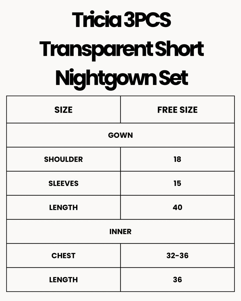Tricia 3PCS Transparent Short Nightgown Set