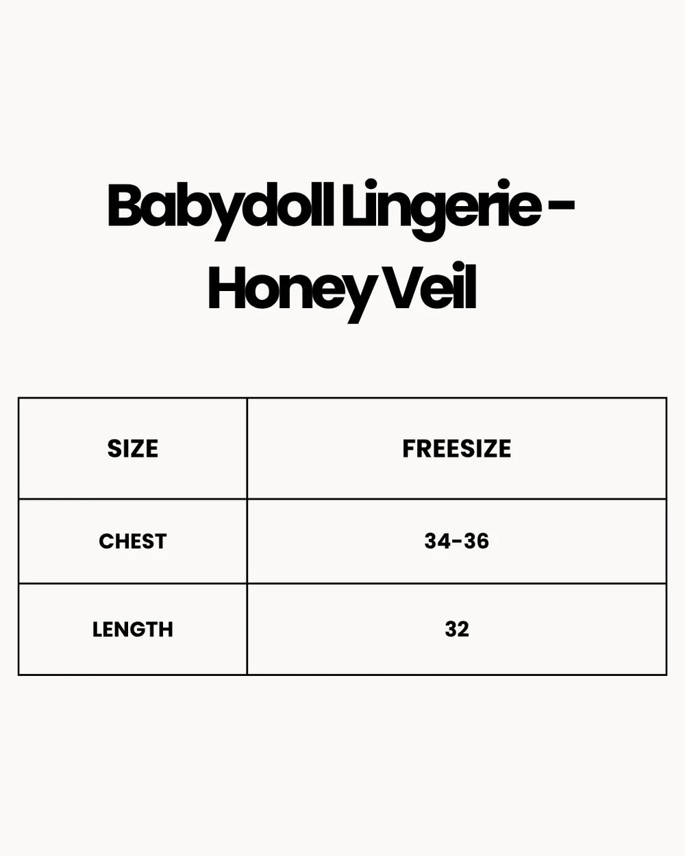 Babydoll Lingerie  - Honey Veil - Black